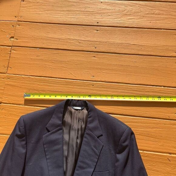 Burberry Suit Jacket Blazer Size 42R Mens Navy Blue Wool Single Vent 2 Button - Picture 10 of 15